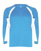 Badger Youth B-Core Hook Long Sleeve T-Shirt - Columbia Blue/ White