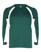 Badger Youth B-Core Hook Long Sleeve T-Shirt - Forest/ White