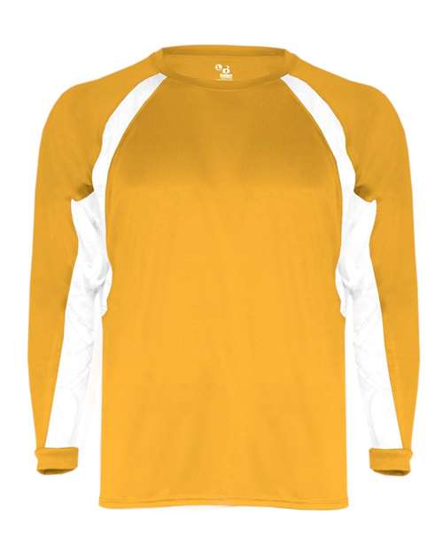 Badger Youth B-Core Hook Long Sleeve T-Shirt - Gold/ White