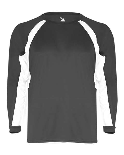 Badger Youth B-Core Hook Long Sleeve T-Shirt - Graphite/ White