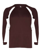 Badger Youth B-Core Hook Long Sleeve T-Shirt - Maroon/ White