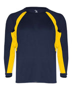 Badger Youth B-Core Hook Long Sleeve T-Shirt - Navy/ Gold