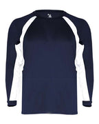Badger Youth B-Core Hook Long Sleeve T-Shirt - Navy/ White