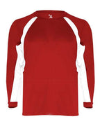 Badger Youth B-Core Hook Long Sleeve T-Shirt - Red/ White
