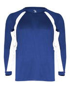 Badger Youth B-Core Hook Long Sleeve T-Shirt - Royal/ White