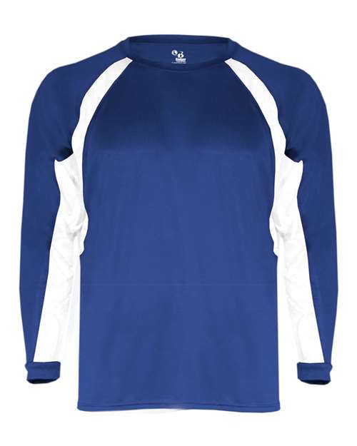 Badger Youth B-Core Hook Long Sleeve T-Shirt - Royal/ White