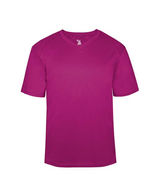 Badger Youth B-Core V-Neck T-Shirt - Hot Pink
