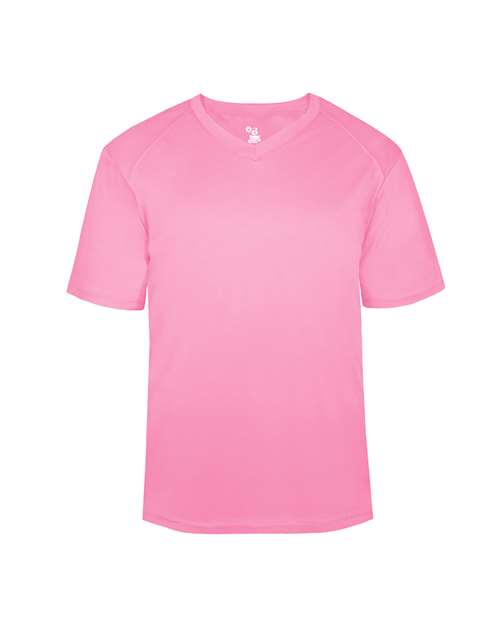 Badger Youth B-Core V-Neck T-Shirt - Pink