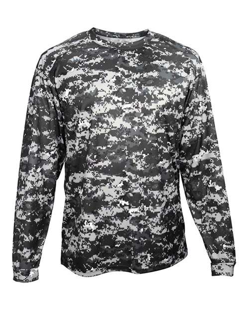 Badger Youth Digital Camo Long Sleeve T-Shirt - Black Digital