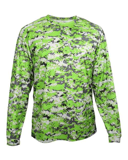 Badger Youth Digital Camo Long Sleeve T-Shirt - Lime Digital