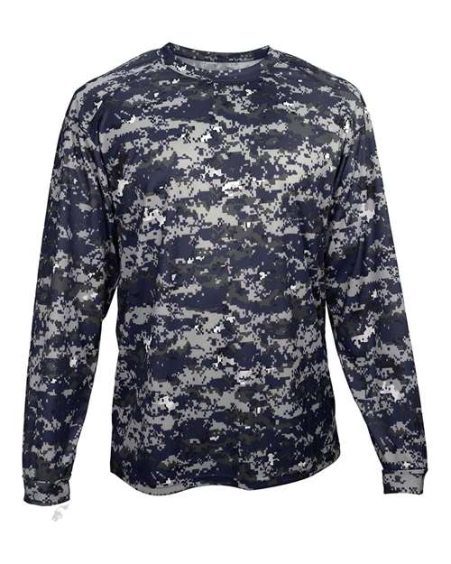 Badger Youth Digital Camo Long Sleeve T-Shirt - Navy Digital
