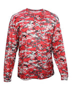 Badger Youth Digital Camo Long Sleeve T-Shirt - Red Digital