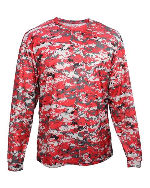 Badger Youth Digital Camo Long Sleeve T-Shirt - Red Digital