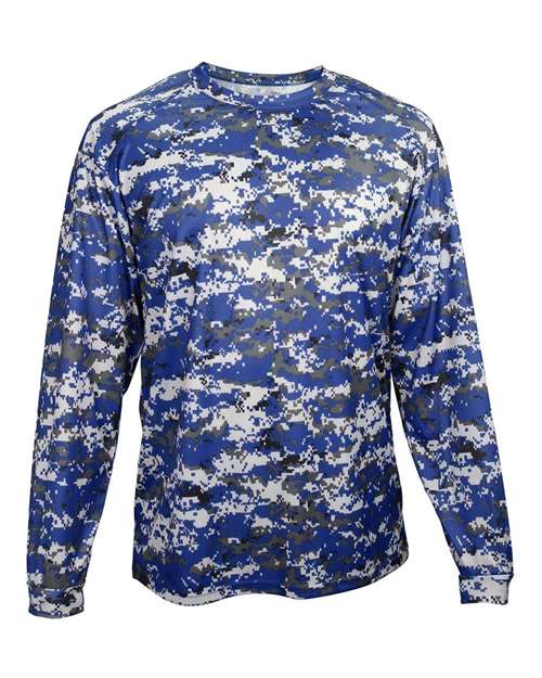 Badger Youth Digital Camo Long Sleeve T-Shirt - Royal Digital