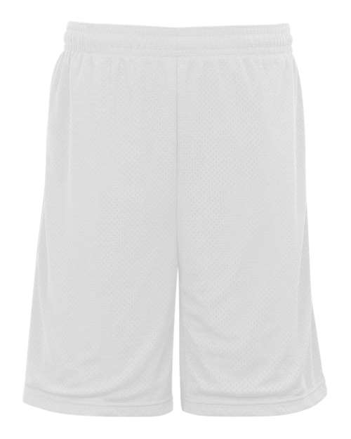 Badger Men's Pro Mesh 9" Shorts with Pockets - White