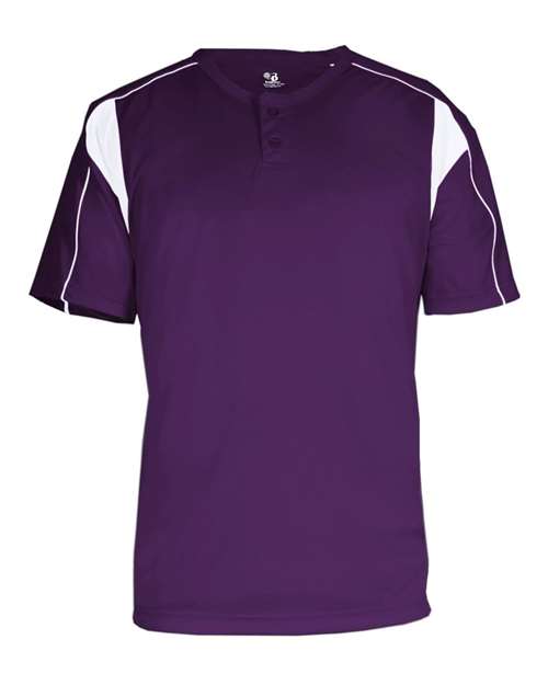 Alleson Athletic Men's B-Core Pro Placket Jersey (Part 1 of 2) - Purple/ White