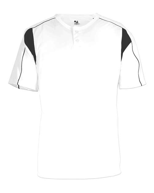 Alleson Athletic Men's B-Core Pro Placket Jersey (Part 2 of 2) - White/ Black