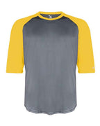 Badger Men's B-Core Three-Quarter Sleeve Baseball T-Shirt - Graphite/ Gold