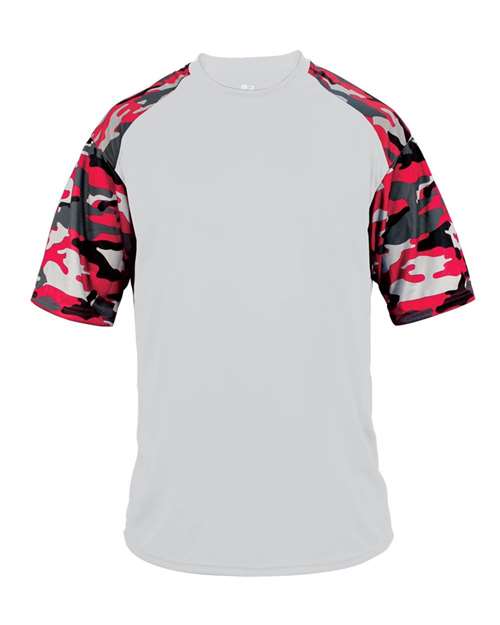 Badger Men's Camo Sport T-Shirt (Part 2 of 2) - White/ Red Camo