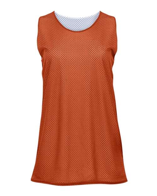 Badger Women's Pro Mesh Reversible Tank Top - Burnt Orange White