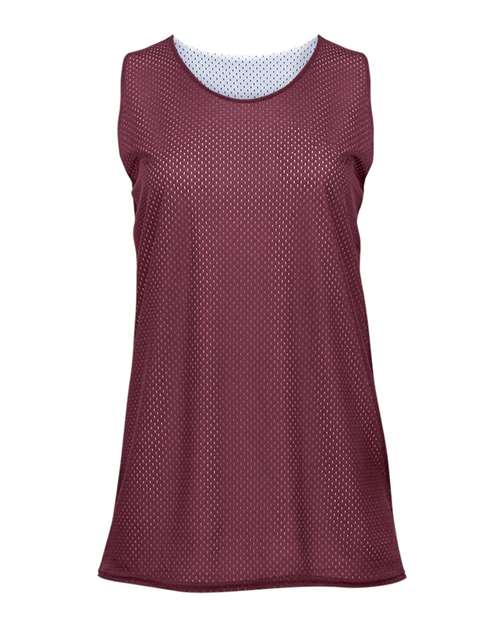 Badger Women's Pro Mesh Reversible Tank Top - Cardinal/ White