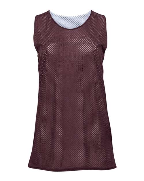 Badger Women's Pro Mesh Reversible Tank Top - Maroon/ White