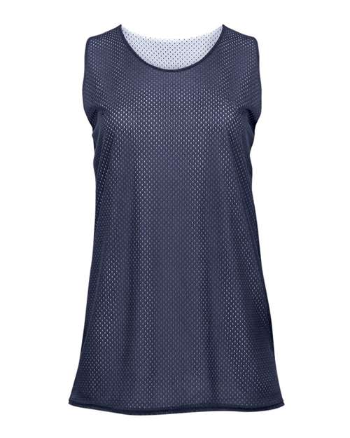 Badger Women's Pro Mesh Reversible Tank Top - Navy/ White