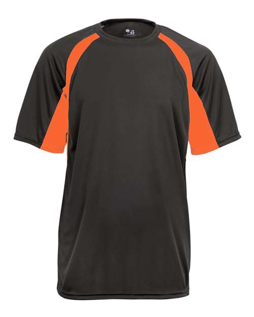 Badger Men's B-Core Hook T-Shirt (Part 1 of 2) - Graphite/ Safety Orange
