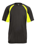Badger Men's B-Core Hook T-Shirt (Part 1 of 2) - Graphite/ Safety Yellow
