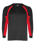 Badger Men's B-Core Hook Long Sleeve T-Shirt - Black/ Red