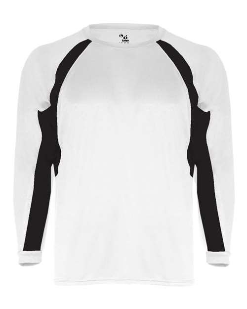 Badger Men's B-Core Hook Long Sleeve T-Shirt - White/ Black