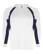 Badger Men's B-Core Hook Long Sleeve T-Shirt - White/ Navy