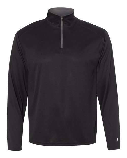 Badger Men's B-Core Quarter-Zip Pullover (Part 1 of 2) - Black/ Graphite