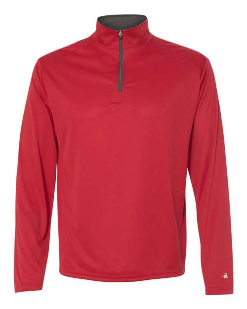 Badger Men's B-Core Quarter-Zip Pullover (Part 1 of 2) - Red/ Graphite