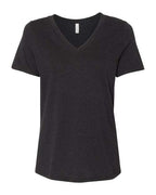 BELLA + CANVAS Women's Relaxed Heather CVC V-Neck Tee - Black Heather