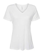 BELLA + CANVAS Women's Relaxed Triblend V-Neck Tee - Solid White Triblend