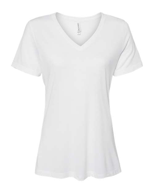 BELLA + CANVAS Women's Relaxed Triblend V-Neck Tee - Solid White Triblend
