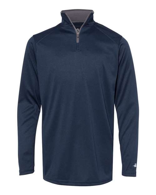 Badger Youth B-Core Quarter-Zip Pullover - Navy/ Graphite