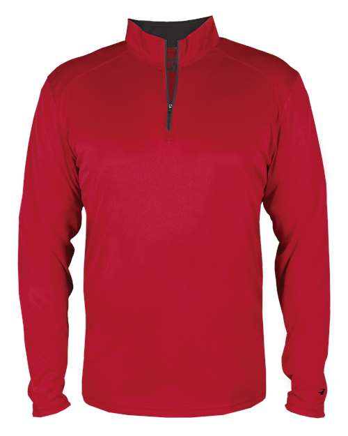 Badger Youth B-Core Quarter-Zip Pullover - Red/ Graphite