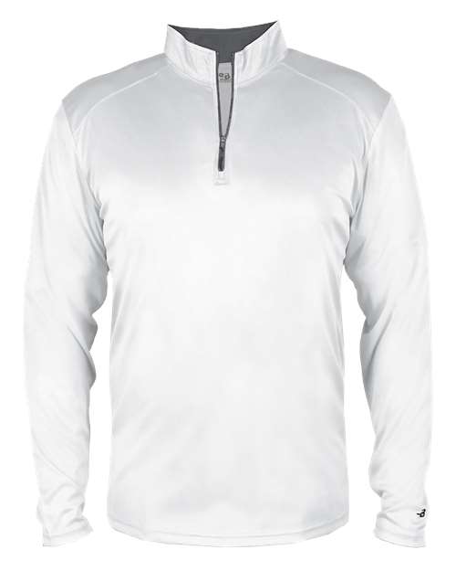 Badger Youth B-Core Quarter-Zip Pullover - White/ Graphite