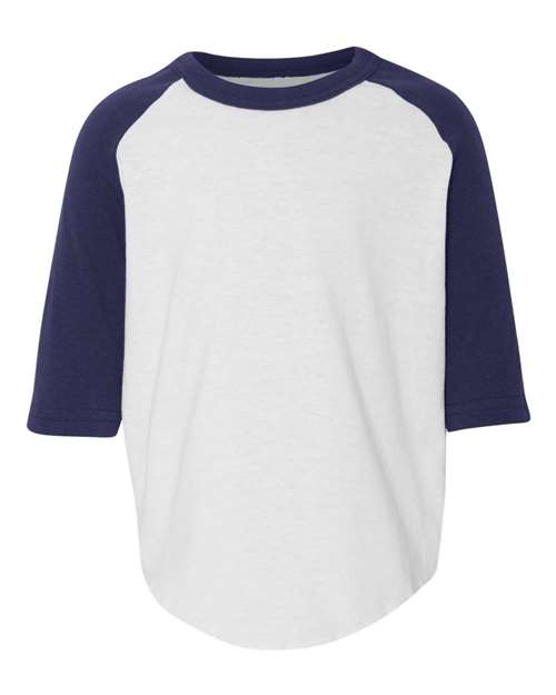 Augusta Sportswear Toddler Three-Quarter Sleeve Baseball Jersey - White/ Navy