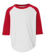 Augusta Sportswear Toddler Three-Quarter Sleeve Baseball Jersey - White/ Red