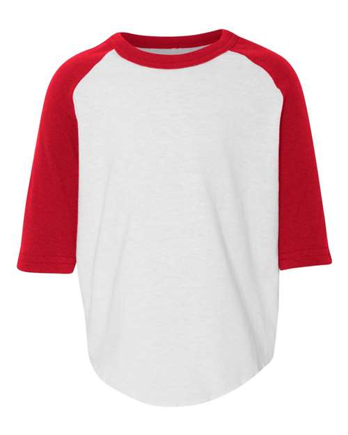 Augusta Sportswear Toddler Three-Quarter Sleeve Baseball Jersey - White/ Red