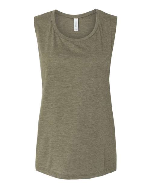 BELLA + CANVAS Women's Flowy Scoop Muscle Tank - Heather Olive