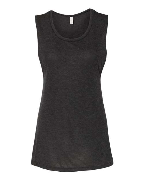 BELLA + CANVAS Women's Flowy Scoop Muscle Tank - Black Heather