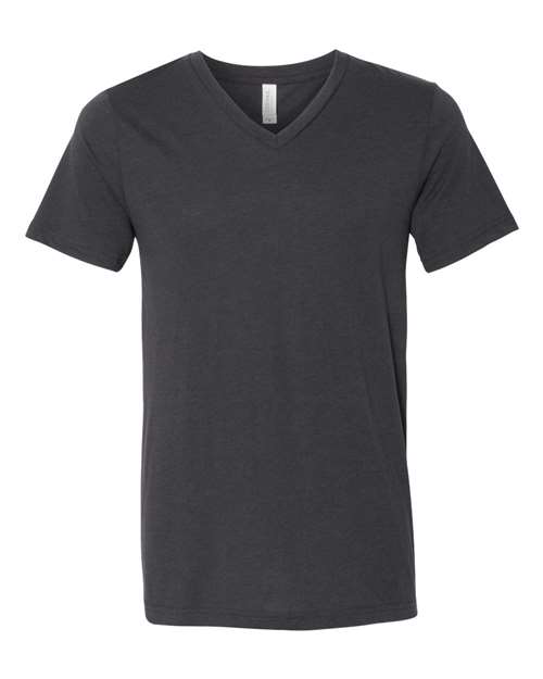 BELLA + CANVAS Unisex Triblend V-Neck Tee - Solid Dark Grey Triblend
