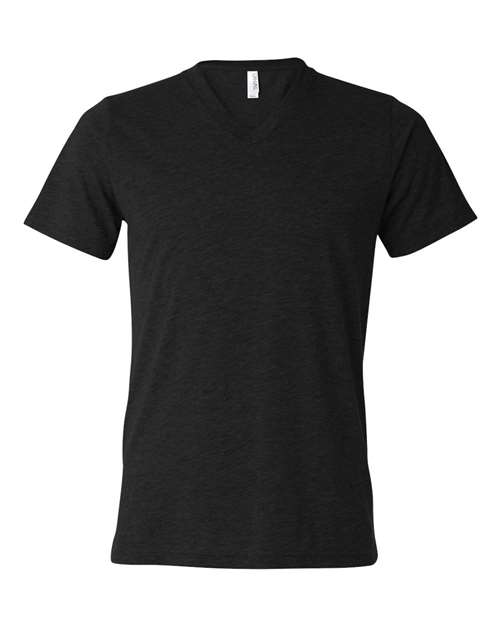 BELLA + CANVAS Unisex Triblend V-Neck Tee - Black Heather Triblend