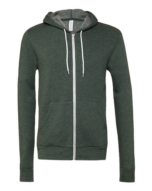 BELLA + CANVAS Unisex Sponge Fleece Full-Zip Hoodie Sweatshirt (Part 1 of 3) - Heather Forest