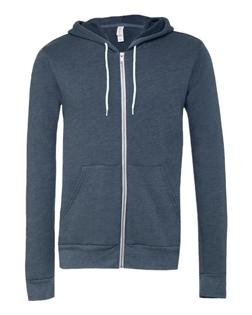 BELLA + CANVAS Unisex Sponge Fleece Full-Zip Hoodie Sweatshirt (Part 2 of 3) - Heather Navy