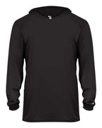 Badger Youth B-Core Hooded Long Sleeve T-Shirt - Black